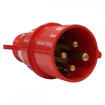Acoplamento Industrial Macho Steck Newkon 3 Polos+Terra 380V. A 440V. 32A. Vermelho N4276