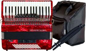 Acordeon 37 teclas e 80 baixos vermelho com bag yw870 todeschini