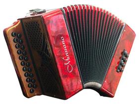 Acordeon 8 Baixos 8/21 Vermelha Revestida Celuloide Minuano