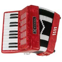 Acordeon 8 Baixos Michael ACM0822 PRD - Vermelho Perolado Com Bag