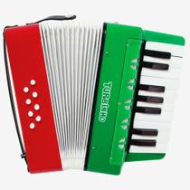 Acordeon Infantil 8 Baixos Verde com Vermelho Turbinho - TURBO