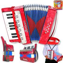 Acordeon Sanfona Gaita Infantil 8 Baixos 17 Teclas Brinquedo F114