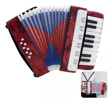 Acordeon / Sanfona Infantil 8 Baixos 17 Teclas - Vermelho