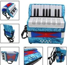 Acordeon Sanfona Infantil 8 Baixos Brinquedo Crianças Azul .