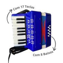 Acordeon Sanfona Infantil Com Alça - 8 Baixos 17 Teclas