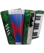 Acordeon Sanfona Infantil Semi Profissional 8 Baixos Verde
