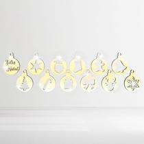 Acrílico Decorativo Dourado Bolinhas De Natal Ornamentadas