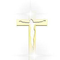 Acrílico Decorativo Espelhado A Cruz De Cristo Dourado