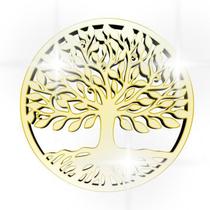 Acrílico Decorativo Espelhado Árvore Da Vida Dourado - Papel De Parede Decore