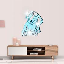 Acrílico Decorativo Espelhado Cachorro Basset Azul