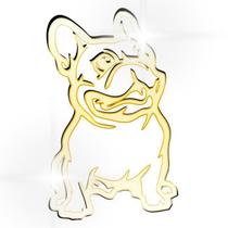Acrílico Decorativo Espelhado Cachorro Pug Dourado