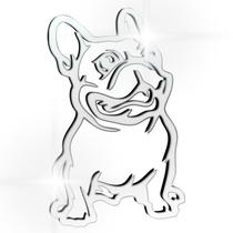 Acrílico Decorativo Espelhado Cachorro Pug Prata