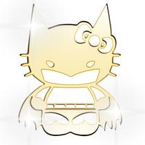 Acrílico Decorativo Espelhado Hello Kitty + Batman Dourado