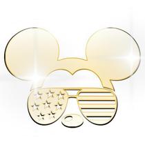 Acrílico Decorativo Espelhado Mickey Mouse De Óculos Dourado
