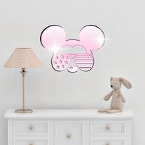 Acrílico Decorativo Espelhado Mickey Mouse De Óculos Rose