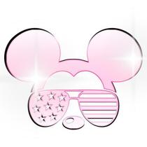 Acrílico Decorativo Espelhado Mickey Mouse De Óculos Rose