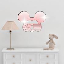Acrílico Decorativo Espelhado Mickey Mouse De Óculos Vermelho