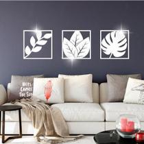 Acrílico Decorativo Espelhado Prata Conjunto De Quadros