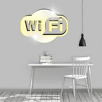 Acrílico Decorativo Espelhado Símbolo De Wi-fi Dourado