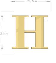 Acrílico Espelhado Decorativo Alfabeto Letra H Dourado
