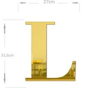 Acrílico Espelhado Decorativo Alfabeto Letra L Dourado