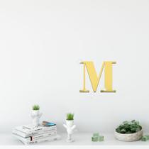 Acrílico Espelhado Decorativo Alfabeto Letra M Dourado - Decore Papel de Parede