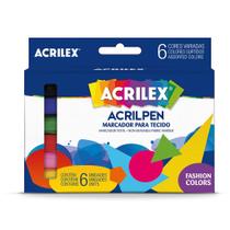 Acrilpen Marcador para tecido Acrilex - Caixa com 6 cores ref.04416