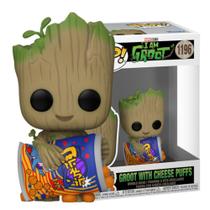 Action Figure Colecionável Funko Pop Marvel Original I Am Groot Personagem Groot com Cheese Puffs 1196