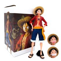Action Figure One Piece Luffy, estátua de PVC de 26,5 cm com rostos