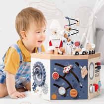 Activity Cube EverEarth Wooden com labirinto de miçangas para crianças de 1 a 3 anos Activity Cube EverEarth Wooden com labirinto de miçangas para crianças de 1 a 3 anos