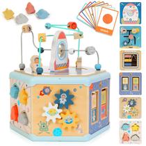 Activity Cube Gleamkid Large Wooden Space 9 em 1, 24 meses ou mais