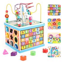 Activity Cube Qilay Wooden 5 em 1 para crianças de 1 a 3 anos Activity Cube Qilay Wooden 5 em 1 para crianças de 1 a 3 anos