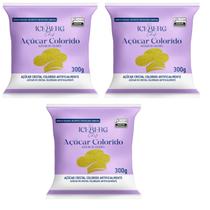 Açúcar Dourado ou Prateado Cristal Kit 3 unidades Confeitaria Fina 300g Iceberg Açúcar Dourado ou Prateado Cristal Kit 3 unidades Confeitaria Fina 300g Iceberg