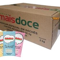 Açúcar Premium Extrafino Mais Doce 1 Caixa Com 400 Sachês