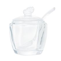 Açucareiro 11 cm de vidro transparente com colher Butterfly Wolff - 29273