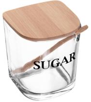 Açucareiro 9x10,5cm Com Tampa E Colher De Bambu Basic Vidro