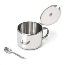 Açucareiro Aço Inox Com Colher Cantinho Do Café Cozinha 270g - Açucareiro Aço Inox Com Colher Cantinho Do Café Cozinha 270g -
