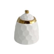 Açucareiro Branco com Borda Dourada - Home Design