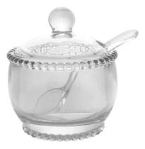 Açucareiro C/ Colher 10x8x7cm Em Cristal Com Perolas Açucareiro C/ Colher 10x8x7cm Em Cristal Com Perolas
