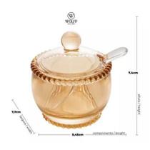 açucareiro C/ Colher E Tampa Pearl Ambar Cristal Wolff 28401 Cor Âmbar