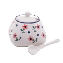 Açucareiro c/ Colher Porcelana Vintage Flores - Wolff