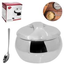 Açucareiro colher aço inox 9,5cm x 9,5cm x 7cm clink Açucareiro colher aço inox 9,5cm x 9,5cm x 7cm clink