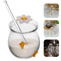 Açucareiro Com Colher 270ml Vidro Borossilicato Sun Garden Flores e Borboletas Luxo Wolff