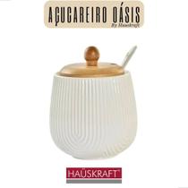 Açucareiro Com Colher Cerâmica Tampa Bambu Linha Oasis Hauskraft Açucareiro Com Colher Cerâmica Tampa Bambu Linha Oasis Hauskraft