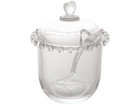 Açucareiro com Colher Cristal Coração Lyor 9,5x12cm