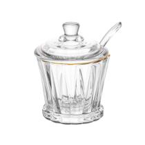 Açucareiro com Colher e Tampa Radial Fio de Ouro 210ml