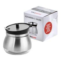 Açucareiro com Colher em Aço Inox e Vidro UnyHome