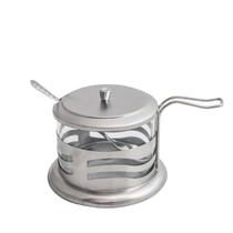 Açucareiro com colher em metal e vidro de 200 ml Açucareiro com colher em metal e vidro de 200 ml