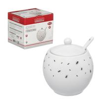 Açucareiro Com Colher Em Porcelana Formiguinha 350ml Açucareiro Com Colher Em Porcelana Formiguinha 350ml