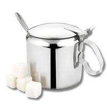 Açucareiro Com Colher Tampa e Alça Em Aço Inox Clássico 300ml Mesa Posta - Class Home